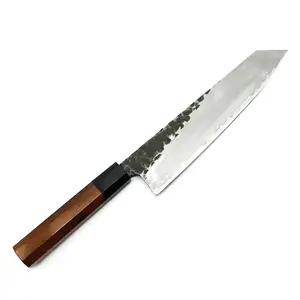 Cuchillo de Chef hecho a mano, 3 capas, japonés, AUS10, acero, herramientas de cocina ecológicas, rebanadas de verduras, acabado Kurouchi, nuevo