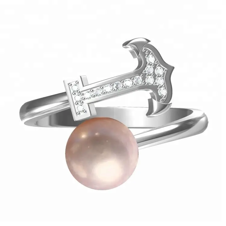 Boulon d'ancrage bijoux perle d'eau douce bague paramètres 925 argent perle anneau de montage réglable taille BRICOLAGE