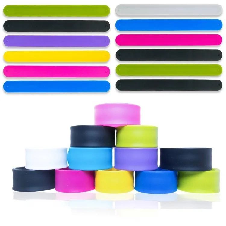 Silicone slap steel band/wholesale rubber slap bracelets/customized snap band