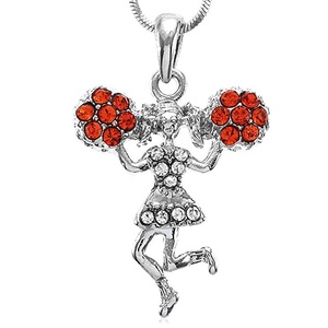 Collier pendentif en métal incrusté de pom-pom girl Pom <span class=keywords><strong>Majorette</strong></span> danse pour fille acclamante femmes cadeau souvenir bijoux - Product Image 1