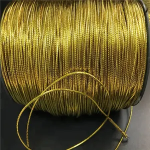 Cordon élastique doré, cordon métallique en Polyester et coton et Nylon