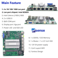 Carte mère XCY mini itx J1900 Quad core, 4 LAN, pour routeur/pare-feu pfsense