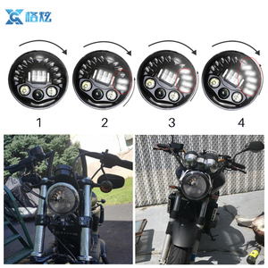 Phare de <span class=keywords><strong>moto</strong></span> adaptatif rond noir/chromé de 7 pouces LED avec moteur de projecteur de faisceau Hi/Lo Phare rond de 7 "pour <span class=keywords><strong>Harley</strong></span> <span class=keywords><strong>Moto</strong></span> - Product Image 5