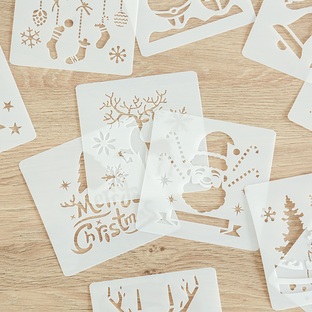 AAGU Newest Plastic Custom Shape Art Painting Template Student Stencil Square Christmas Drawing Stencils