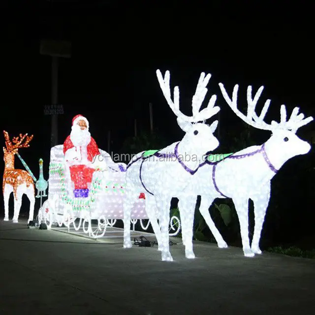 크리스마스 훈장 빛을 위한 큰 인공적인 옥외 아크릴 산타 썰매 그리고 순록