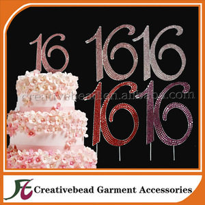 4.7 ''Rhinestone Número 16 pink Quinceanera Cumpleaños Torta de La Taza torta - Product Image 1