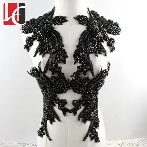 HC-6048 Hechun Hot selling wedding dress crystal applique black