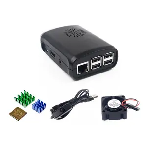 Raspberry Pi 3/3B noir, boîte en plastique ABS avec ventilateur de refroidissement avec dissipateur de chaleur et câble de commutation Raspberry Pi