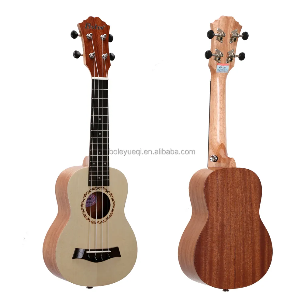 OEM all'ingrosso Sapele Soprano Ukulele 21 pollici produttore di Ukulele con finitura opaca in legno di abete rosso