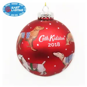 Custom Decal Personalized Christmas Ornament For Tree Hanging Oem Glass Ball