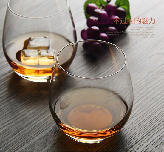 Human mouth blown egg shaped high quality customized size stemless wine glass crystal wine glass