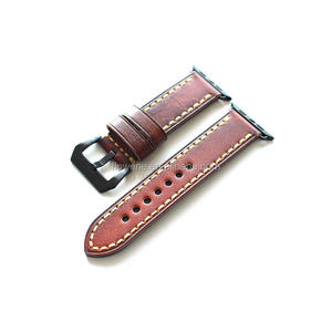 Pour Apple Watch, bracelet de rechange en cuir de Style Rural avec adaptateur en métal argenté pour 3/2/1 - Product Image 3