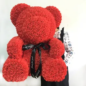 Best Christmas Valentine Day Gift Items 70cm Giant Teddy Bear Foam Rose Teddy Bear Giant Artificial Rose Bear Teddy