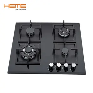 Hot selling 4 burners gas cooktop built-in tempered glass panel 24 inch gas hob (PG604A1G-BCB)