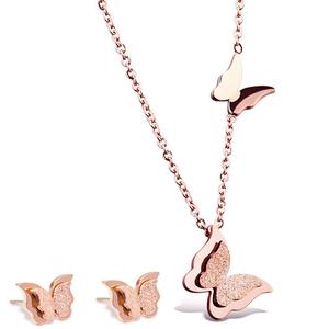 2019 Wholesale 18k Rose Gold Necklace <strong>Stainless</strong> <strong>Steel</strong> Jewelry Set Imitation <strong>Jewellery</strong> - Product Image 1