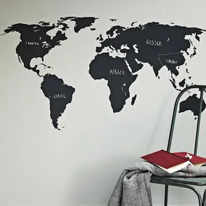 Ins caliente-Venta de mundo mapa pared calcomanía todo desmontable de vinilo de Pvc mundo mapa pared decoración de papel de la etiqueta engomada