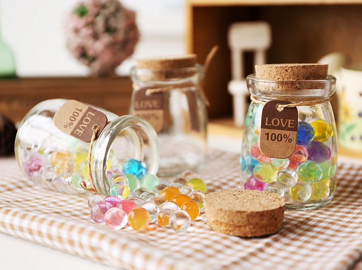 Clear Glass Juice Food Storage Glass Milk Bottle With Cork Lid Beverage Glass jar