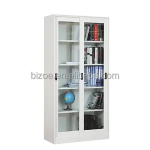 Glass Door Filing Cabinet Half Sliding Korean Modular 4 Shelve Storage Cabinet Glass Door Metal Filing Cabinet