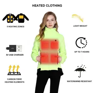 Casaco de esqui de inverno com capuz e aquecimento à prova de vento para escalada, conjunto de roupas esportivas com carregamento elétrico, casaco de calor com capuz, design OEM