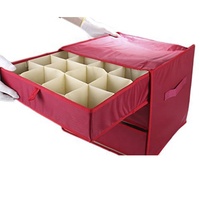 Rouge Vert Carré Polyester Bacs De Rangement Pliable Ornement De Noël Ampoule Boîtes De Rangement Imprimé Vêtements Tiroirs De Rangement