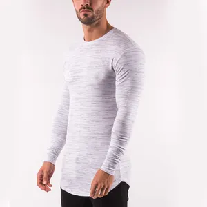 फिटनेस परिधान पुरुषों 95% कपास 5% elastane से लंबी बांह की टी शर्ट चीनी वस्त्र निर्माताओं