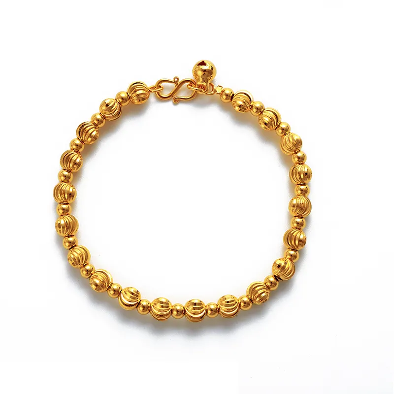 Bijoux de costume hiphop chinois, bracelet en perles d'or de dubaï 24k pour femmes