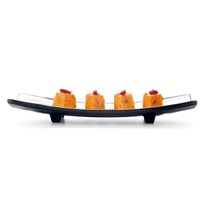 Assiettes et plats en mélamine noires, formes irrégulières, chine, ongles et pieds
