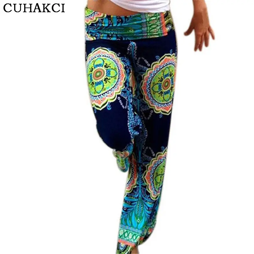 New Pant Abstract Flowers Vintage Sportswear Wide Leg Pants Belly Dance Bohemian Female Breathable Clothing Ladies Trousers