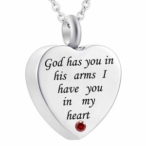 Joyería de cremación Collar de cardiograma Dios de plata te tiene en sus brazos L Te tengo en mi corazón Collar conmemorativo Cenizas Recuerdo Pluma - Product Image 1