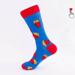 Bière Hamburger Frites Nourriture Chaussettes Robe Personnalisée Dessin Animé Mignon Équipage Hommes Fun Chaussettes - Product Image 5