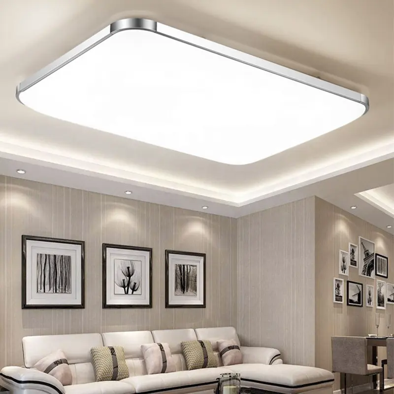 Led oda tavan lambası PUZHUOER 96W 93*65cm 220V basit Modern oda ışık kısılabilir aydınlatma armatürü