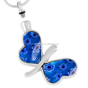 Murano Perhiasan Kaca Kremasi Kupu-kupu, Kalung Guci, Liontin Abu Abu Kenangan Hewan Peliharaan - Product Image 4