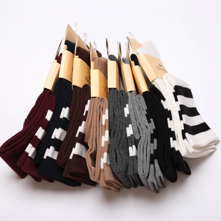 Оптовая продажа от производителя, высококачественные гольфы, студенческие носки до бедра, Удобные Хлопковые гольфы для женщин, три бара