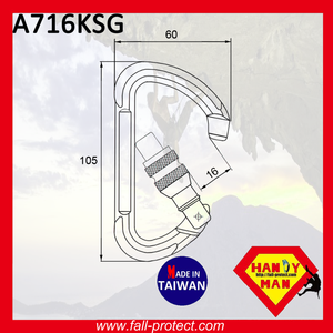 23KN สกรูล็อค D รูปร่างปีนเขาอลูมิเนียมคาราบิเนอร์ - Product Image 2