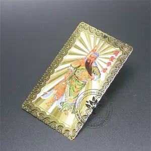 Diseño profesional chapado en oro ambos lados personalizado Buda amuleto tarjetas al por mayor