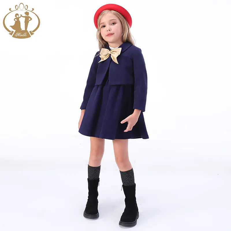 Wendbare Meisjes Blauw Nieuwste Fashion Winter Uitloper Jas Voor Kinderen Meisjes Kleding Sets Baby Meisje Kleding