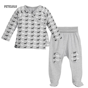 Fábrica de China algodón orgánico ropa de bebé Set 2 unids footie ropa del bebé - Product Image 3
