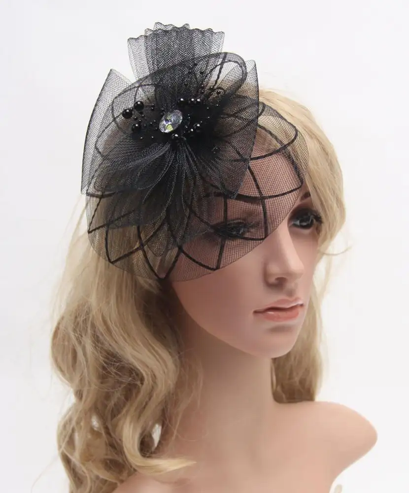 Retail Wedding Holiday Fascinator Cocktail Hat For Women French Veiling Hair Headband Vintage Fashion Lady Party Accessory