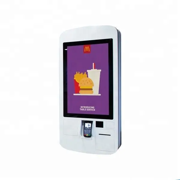 Máquina automática de autopago con pantalla táctil de 32 pulgadas, dispensador de tickets, Terminal de pago, autoservicio, quiosco Mcdonalds