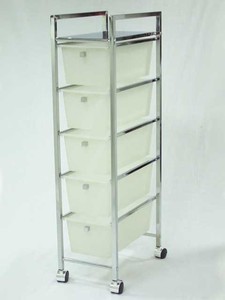 รถเข็นลิ้นชักพลาสติกท่อโลหะเคลื่อนย้ายได้สีขาว - Product Image 5