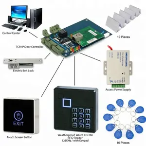 rfid keypad door access control system kit electric Magnetic electronic door lock+power supply+10pcs key fobs full set