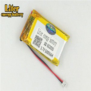 Plug 1.25-2 P 3.7 V 552035 500 mah Lithium polymer battery rechargeable lipo battery for bluetooth devices, skateboard, game player - Product Image 1