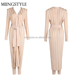 2017 oem capa con pantalones de dos piezas traje de las mujeres del bandage señoras traje para al por mayor - Product Image 1