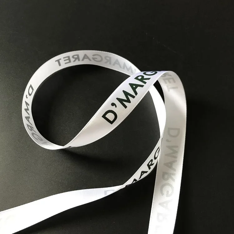 Высококачественная атласная шелковая лента с индивидуальным принтом оптом с логотипом