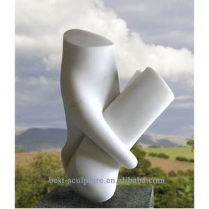 Marmo bianco Astratta Arte Moderna Desktop Scultura In Pietra in Vendita - Product Image 4