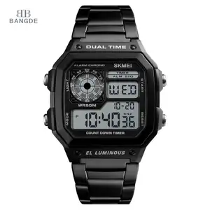 SKMEI 1335 top brand best digital watches men sports waterproof watches stainless steel case back