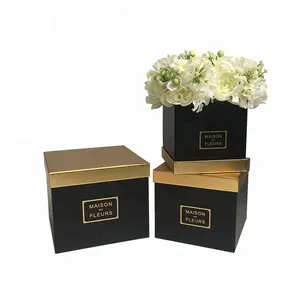 Özel LOGO lüks çiçek paketi altın çiçek kutusu düğün hediyesi için