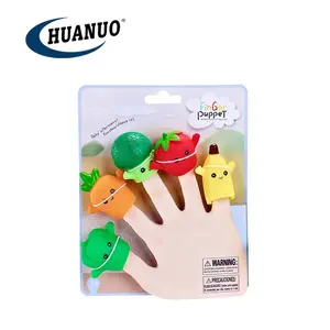 Brinquedo de mão das crianças fofas personalizadas, frutas, brinquedos de dedo de plástico, fantoches