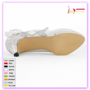 boda escotado calzado de flores de diamantes blancos zapatos de tacón para mujer vestido - Product Image 5