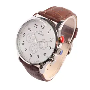 Custom Accessoires Goedkope Echt Lederen Band Quartz Horloge